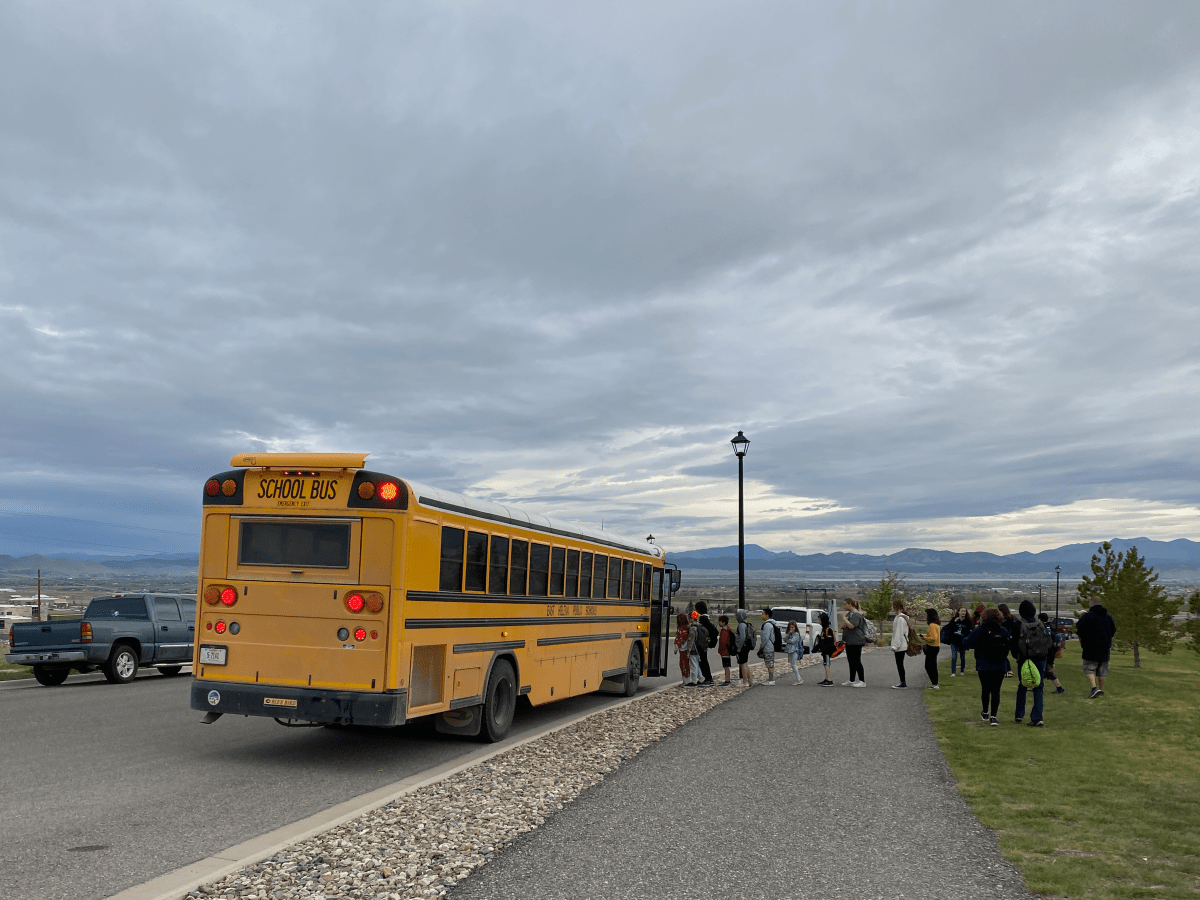 School bus picking up children