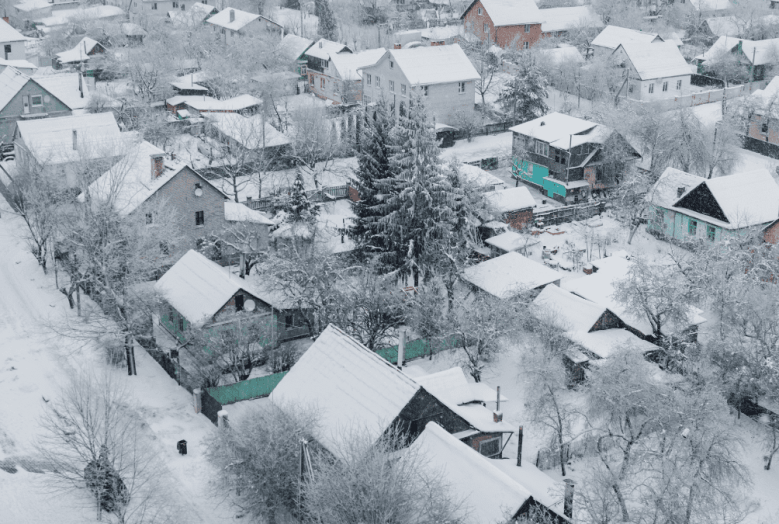 townhouses in snow