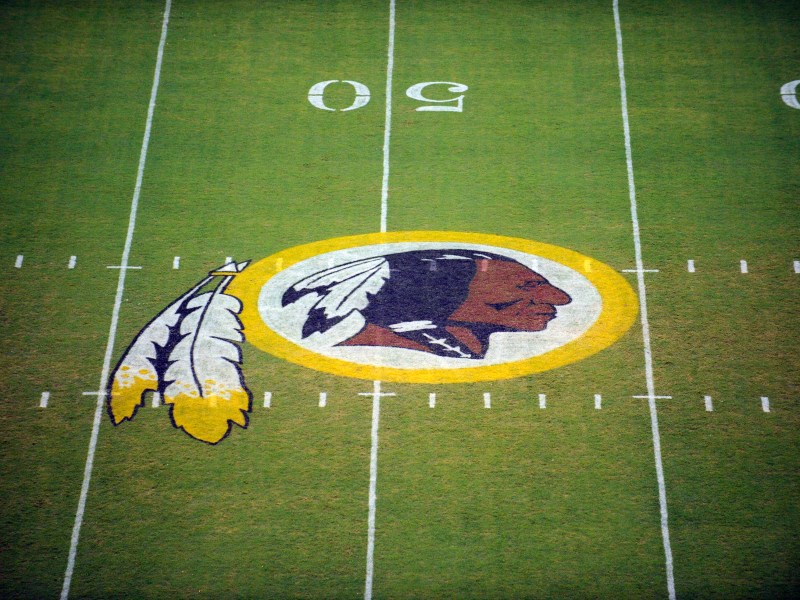 A logo on a football field