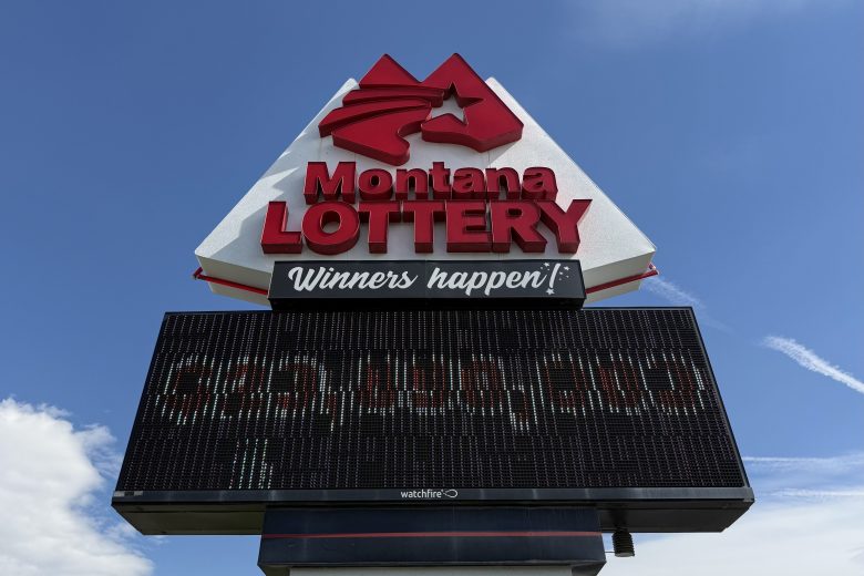A billboard advertises the Montana Lottery outside the agency's main office in Helena on June 16, 2026.